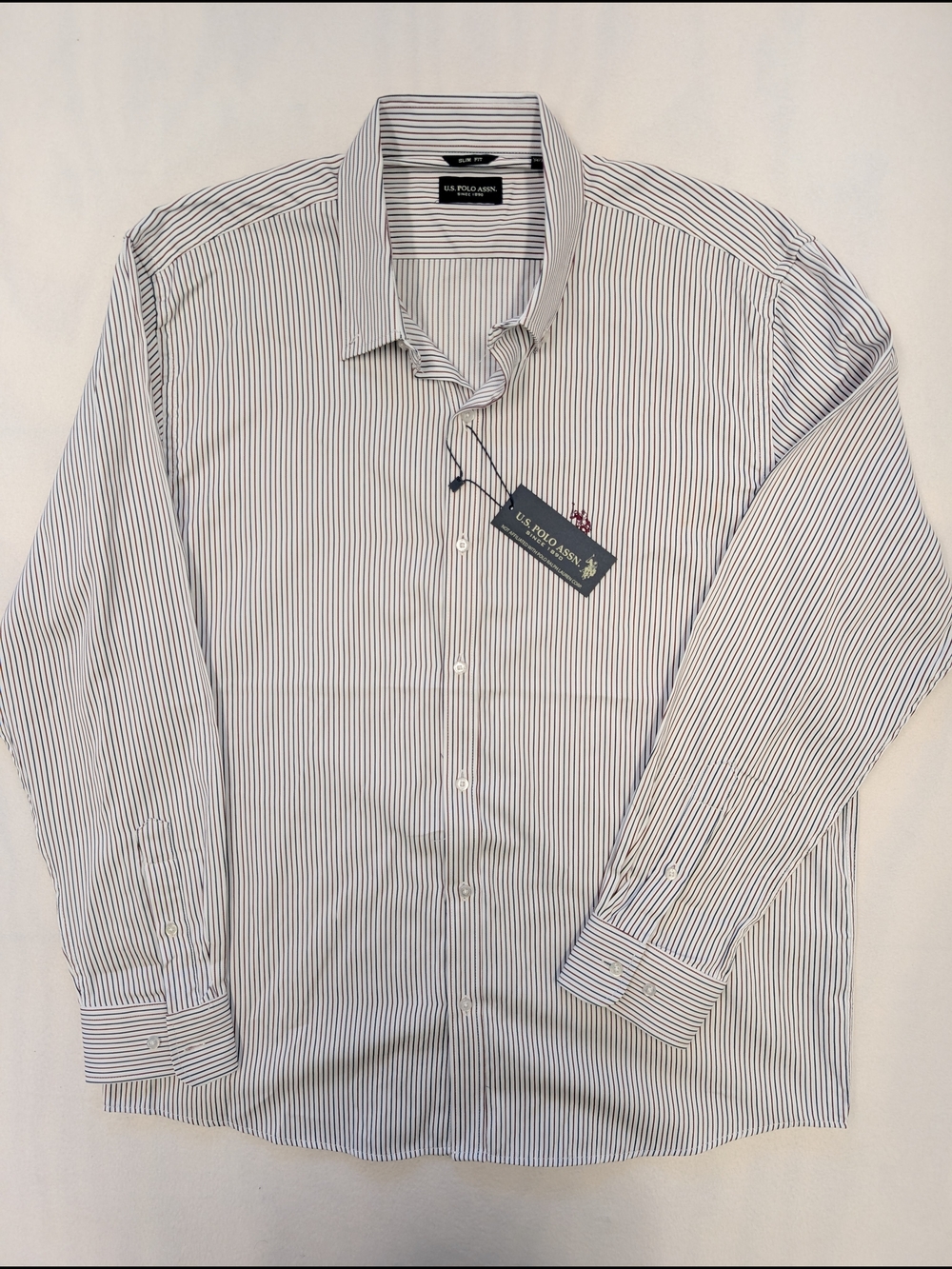 U.S. Polo Assn. Men's  Size XL Slim Fit Striped Button Up Dress Shirt